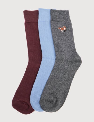 Lot de 3 paires de chaussettes hautes prune homme