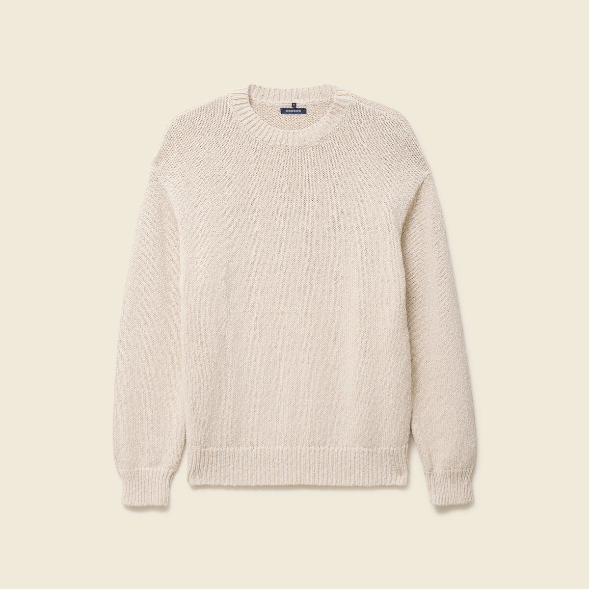 Pull col rond manches longues en coton sable homme
