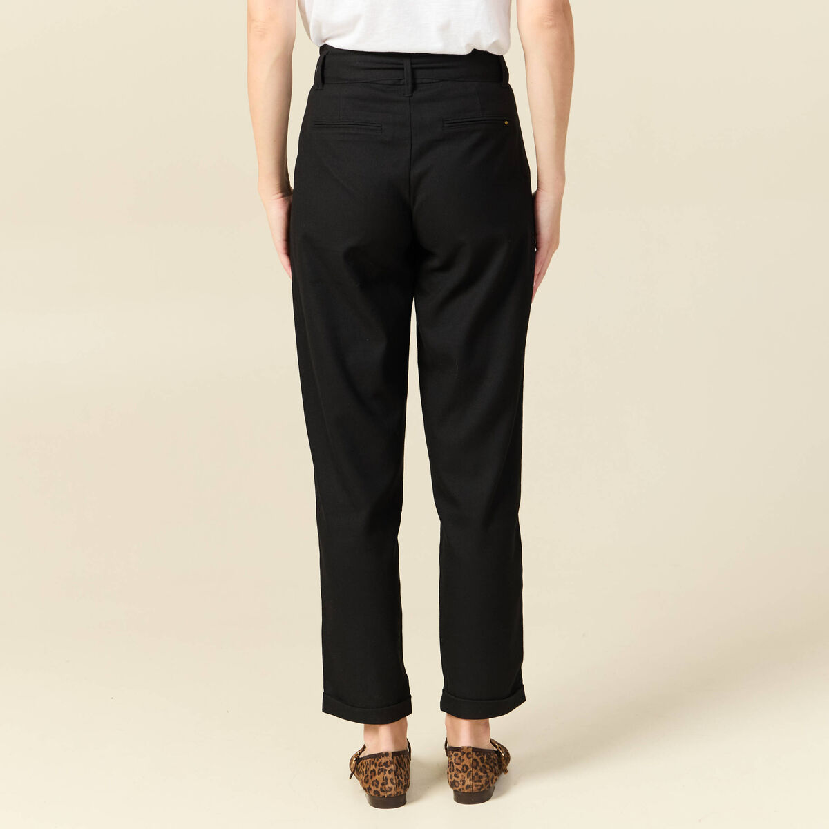 Pantalon paperbag noir femme