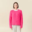 Pull manches longues col rond rose femme
