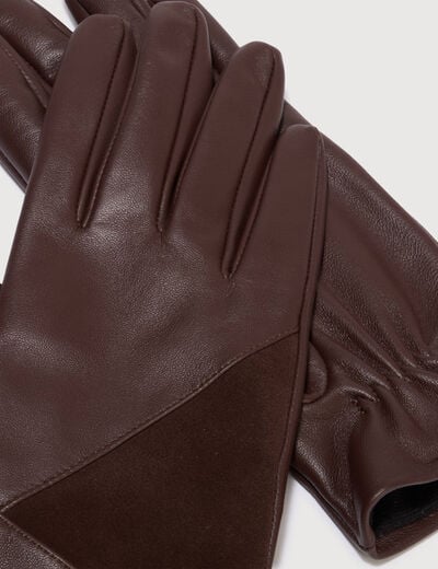 Gants en cuir marron fonc&eacute; femme