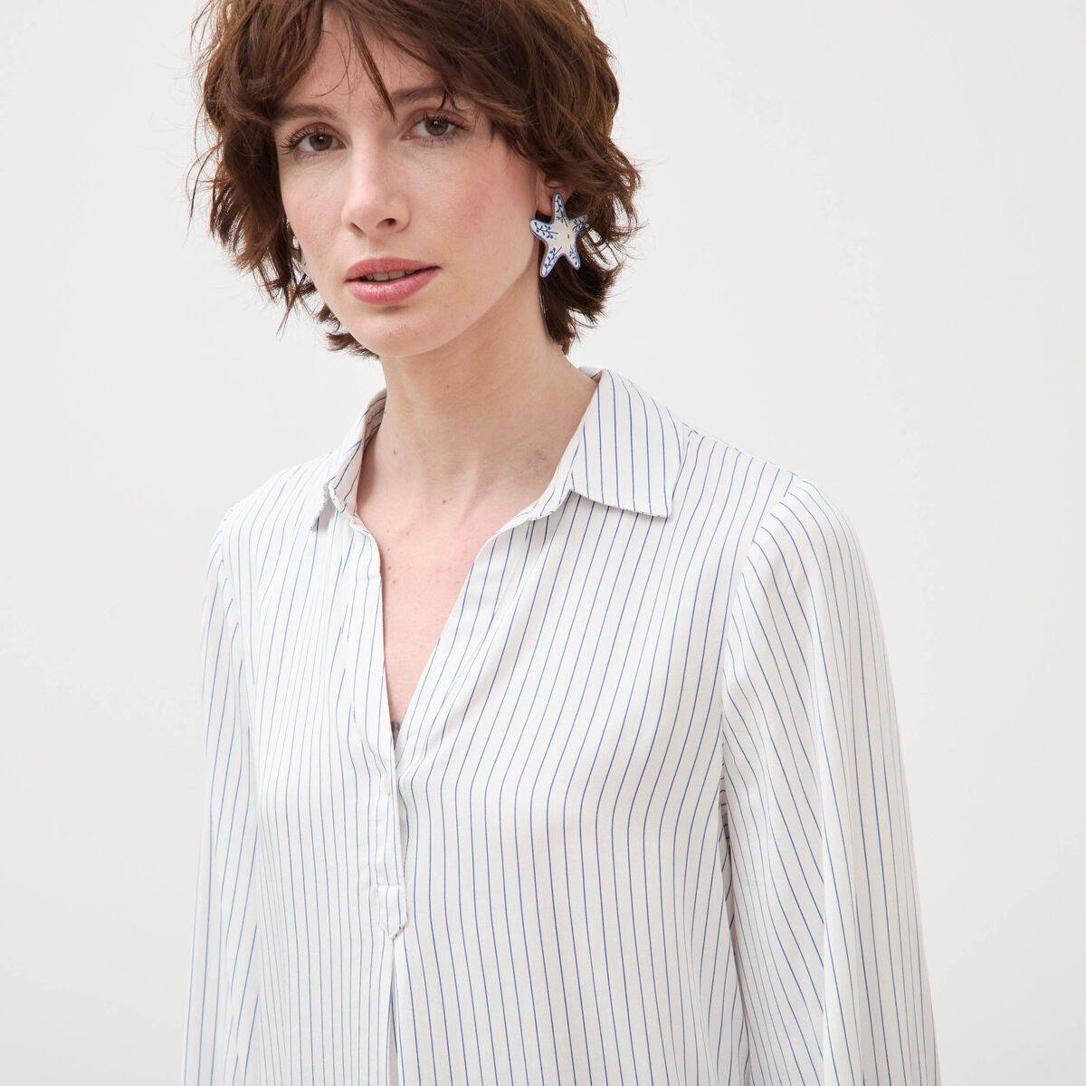 Blouse manches longues bleu femme