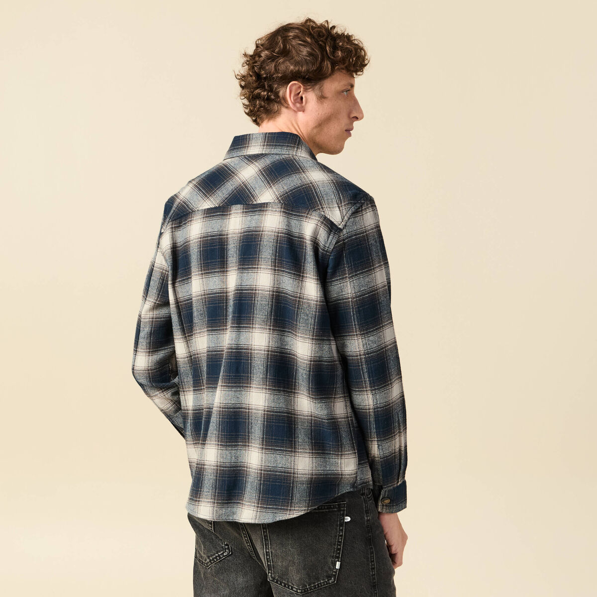 Surchemise oversize en coton bleu marine homme
