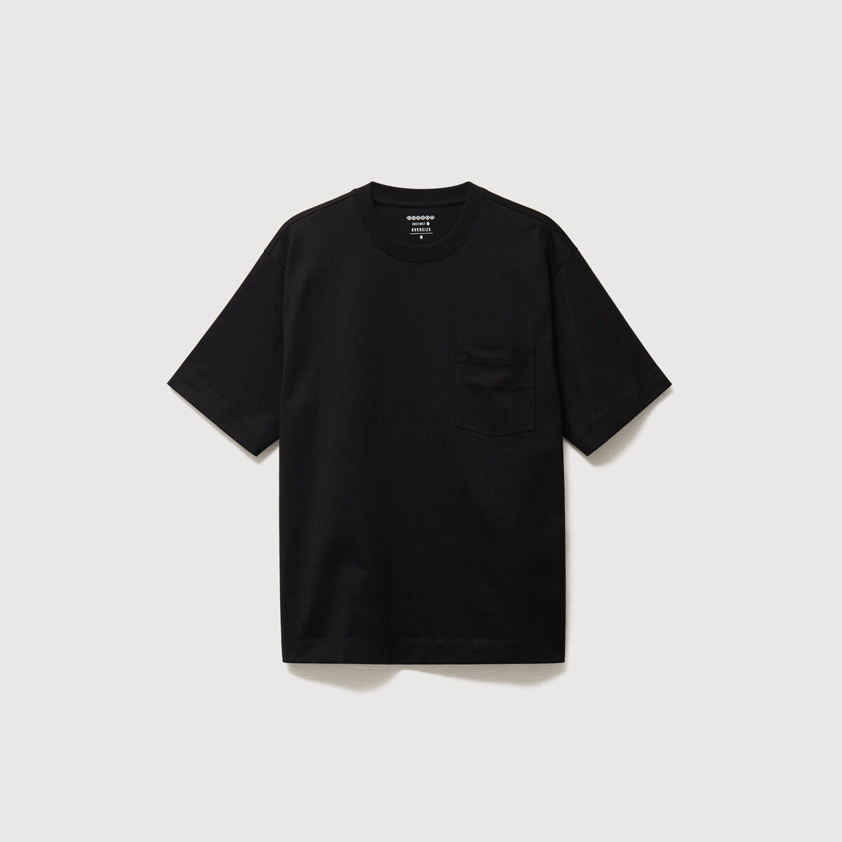 T-shirt droit en coton col ras du cou noir homme