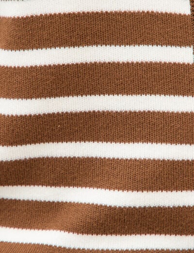 Gilet manches longues col rond en coton marron femme