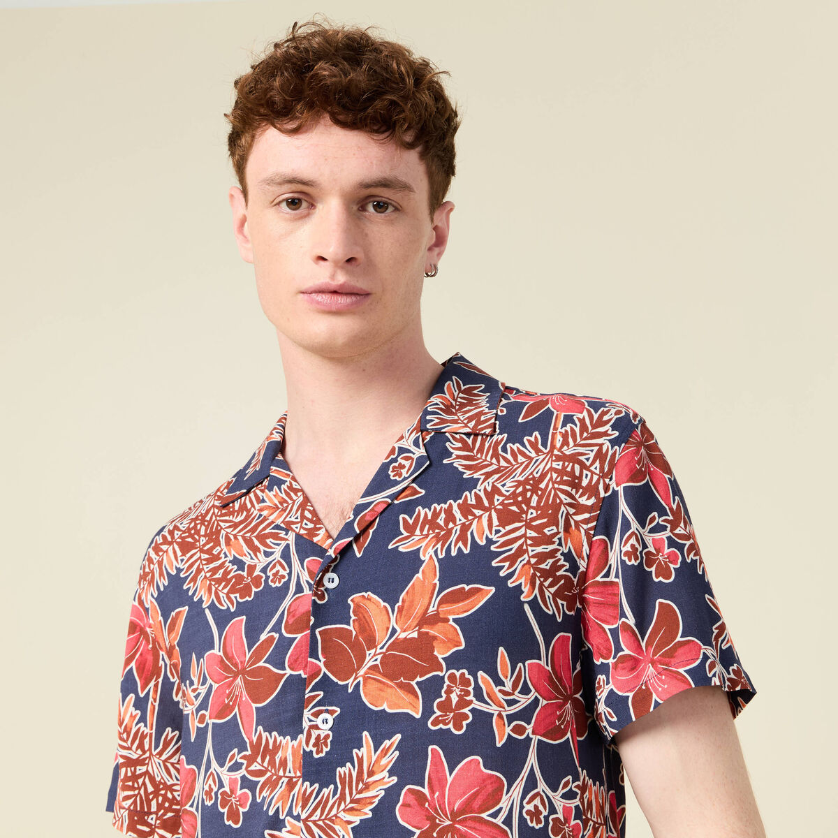 Chemise manches courtes bleu marine homme