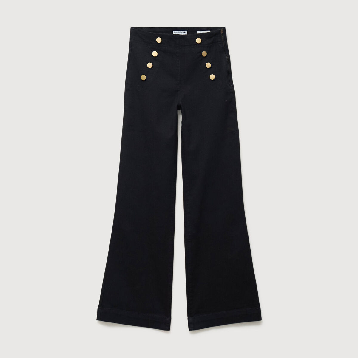Jeans bootcut taille haute 7/8&egrave;me denim noir femme