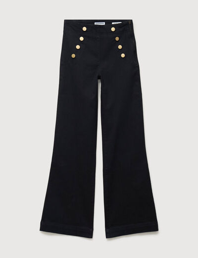 Jeans bootcut taille haute 7/8&egrave;me denim noir femme