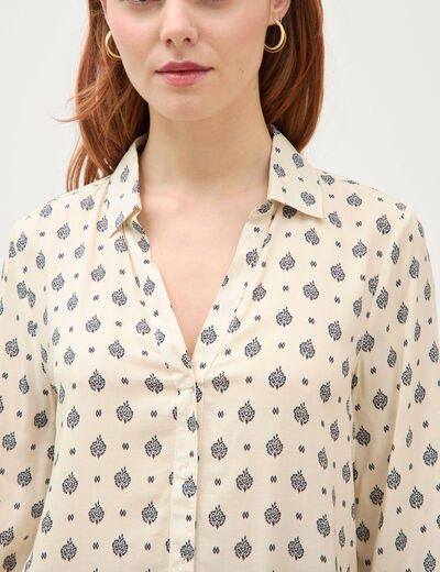 Blouse manches longues ecru femme