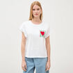 T-shirt droit col rond manches courtes blanc femme