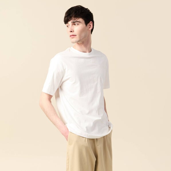 t shirt manches courtes brode ecru homme T-shirt manches courtes brodé ecru homme