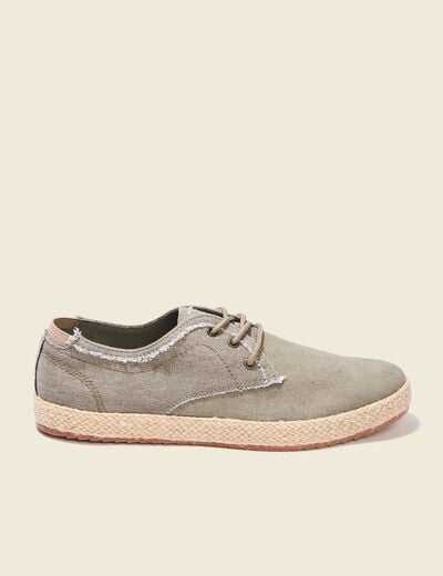 Espadrilles tennis à lacets vert kaki homme