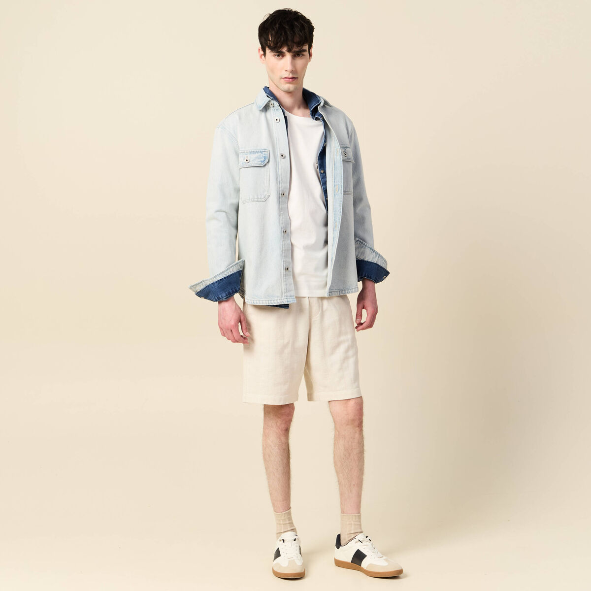 Bermuda droit à coulisse ecru homme