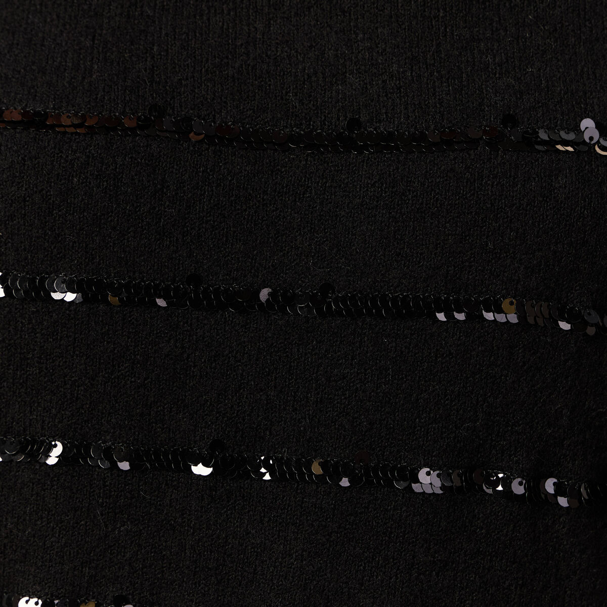 Pull manches longues sequins noir femme