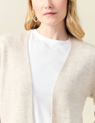 Gilet manches longues creme femme