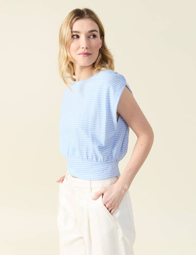 T-shirt manches courtes bleu femme
