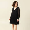 Robe évasée plissée noir femme