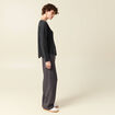 Pull manches longues col en V gris foncé femme