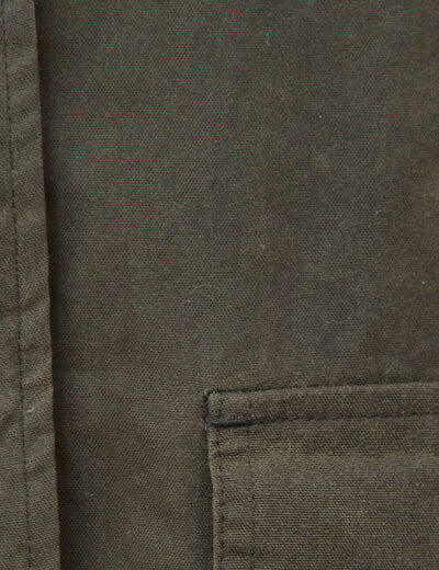 Parka oversize courte col classique vert kaki femme