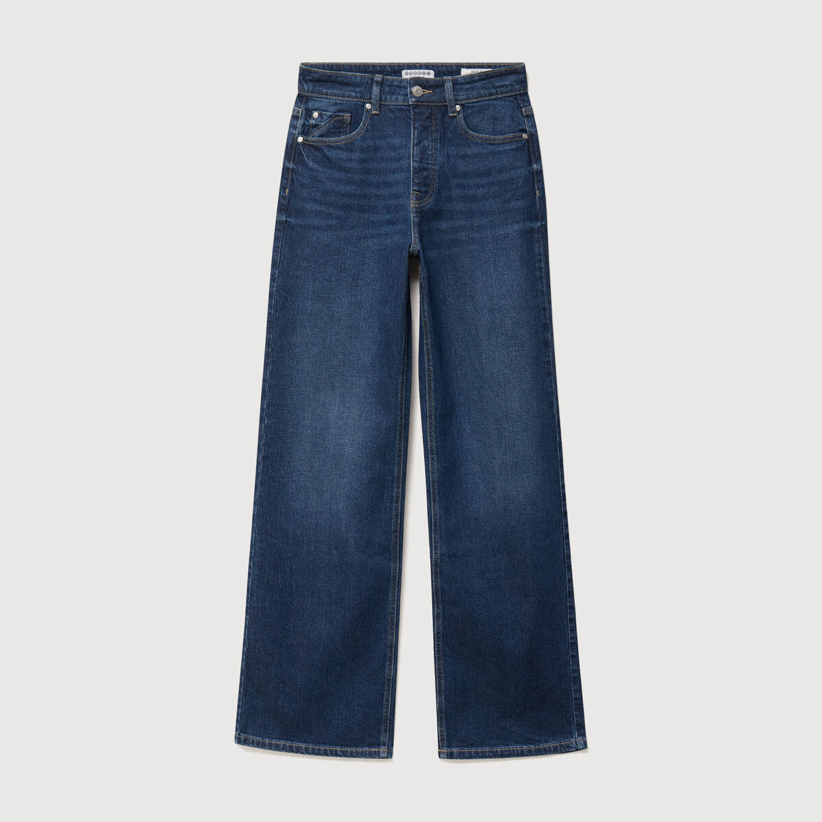 Jeans large taille haute denim brut femme