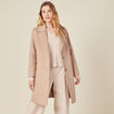 Manteau droit long boutonné marron clair femme