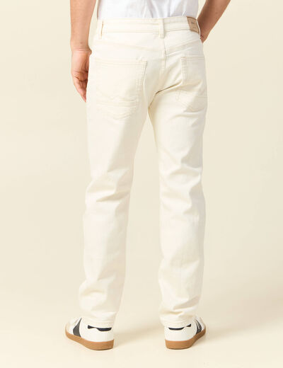 Jeans straight 5 poches ecru homme