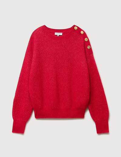 Pull droit col rond manches longues rouge femme