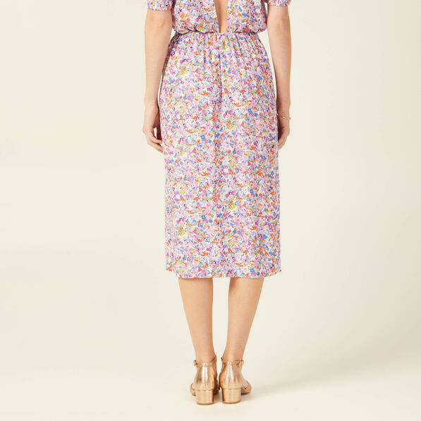 Jupe midi fourreau rose femme