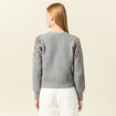 Gilet boutonné à sequins gris femme