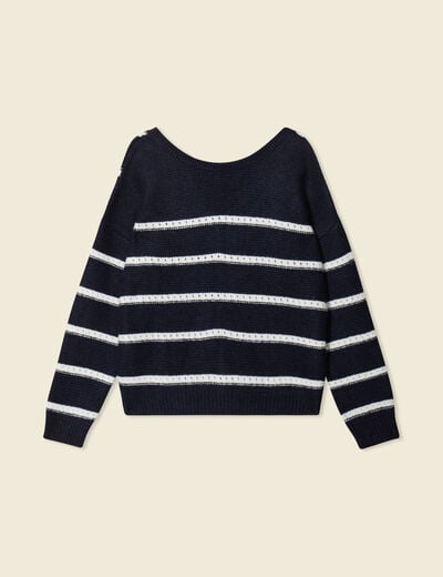 Pull manches longues bleu marine femme