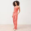 Pantalon large taille standard fluide rouge fonc&eacute; femme