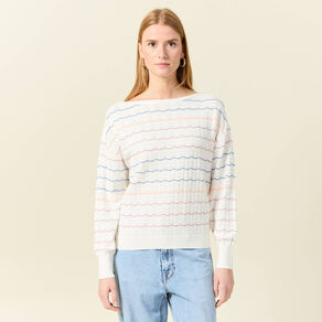 pull manches longues ajoure ecru femme Pull manches longues ajouré ecru femme