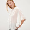 Blouse boyfriend manches coude en coton ecru femme