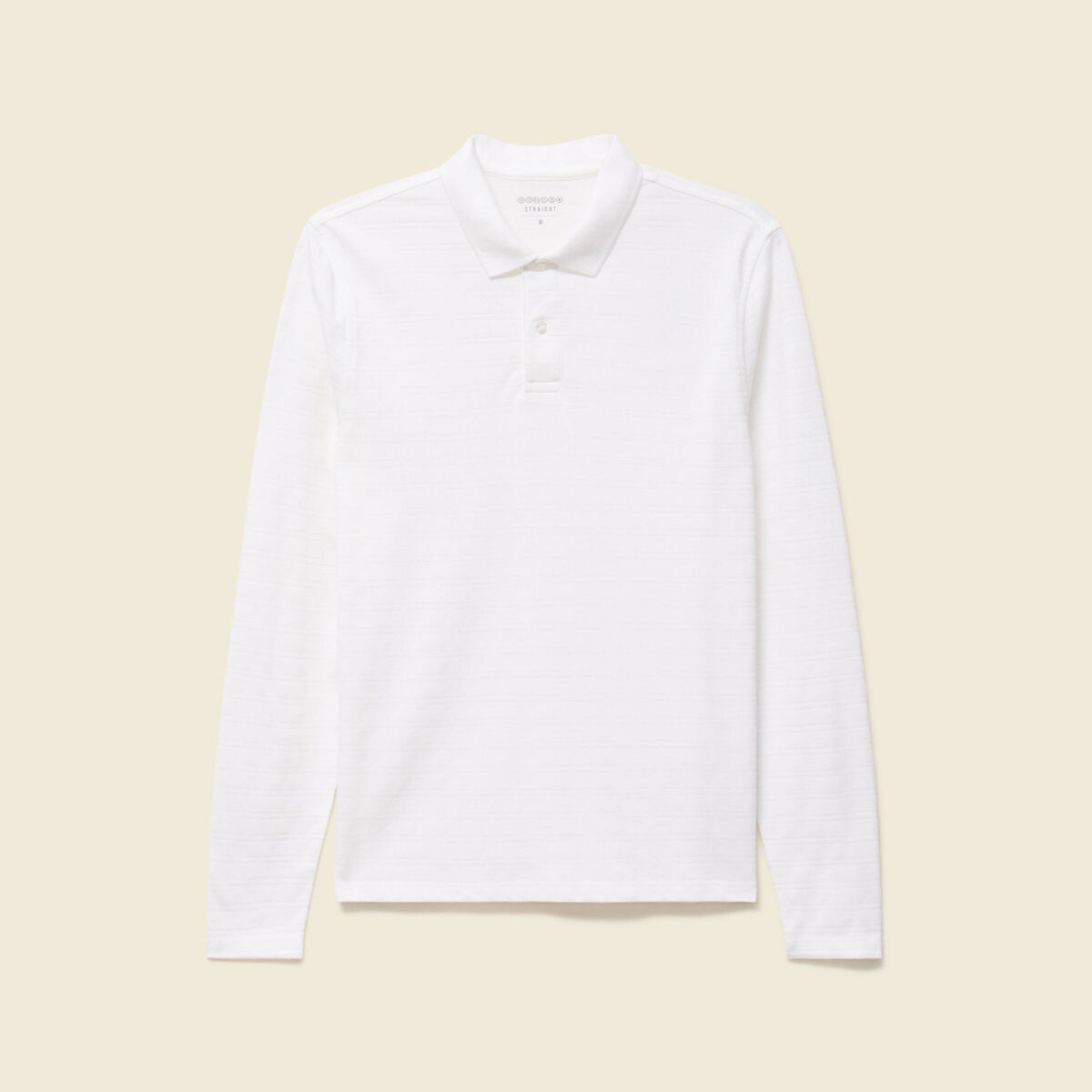 Polo cintr&eacute; manches longues en coton blanc homme