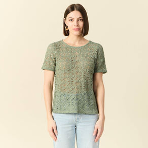 T-shirt manches courtes vert kaki femme