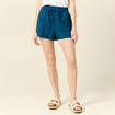 Short droit taille élastiquée bleu pétrole femme