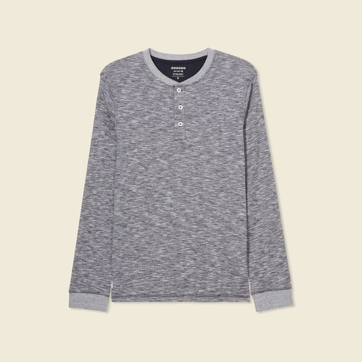 T-shirt en coton manches longues bleu fonc&eacute; homme