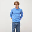 Pull manches longues col rond bleu violet homme