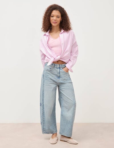 D&eacute;bardeur col v bretelles dentelle rose clair femme