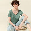 T-shirt manches courtes brillant vert foncé femme