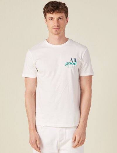 T-shirt manches courtes ecru homme