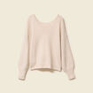 Pull ajour&eacute; col V manches longues creme femme