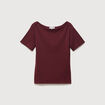 T-shirt ajust&eacute; manches courtes bordeaux femme