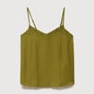 Caraco col v bretelles brod&eacute; vert kaki femme