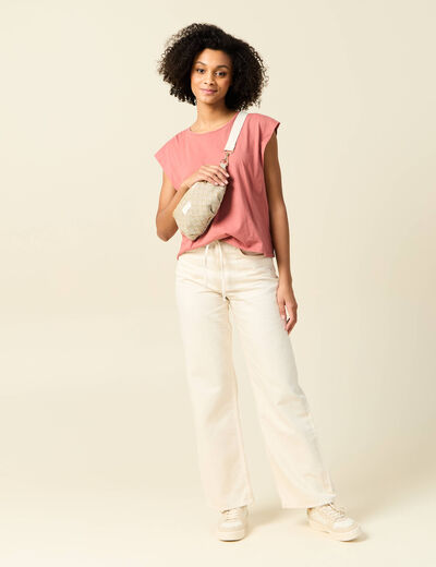 T-shirt manches courtes rouge foncé femme
