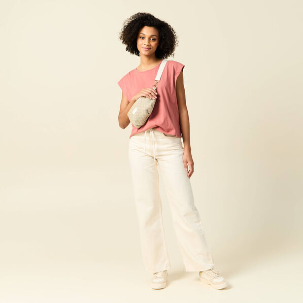 T-shirt manches courtes rouge foncé femme