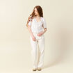 Blouse manches courtes brodée ecru femme