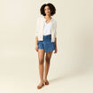 Jupe-short droite en jean denim stone femme