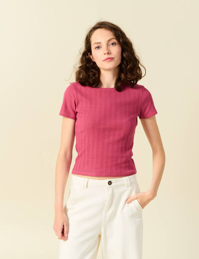 T-shirt manches courtes vieux rose femme