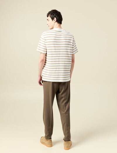 T-shirt ample en coton col rond beige fonce homme